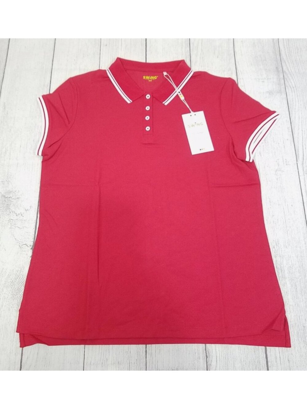 Swing Control Cap Sleeve Golf Polo Shirt Womens Size Medium - Red